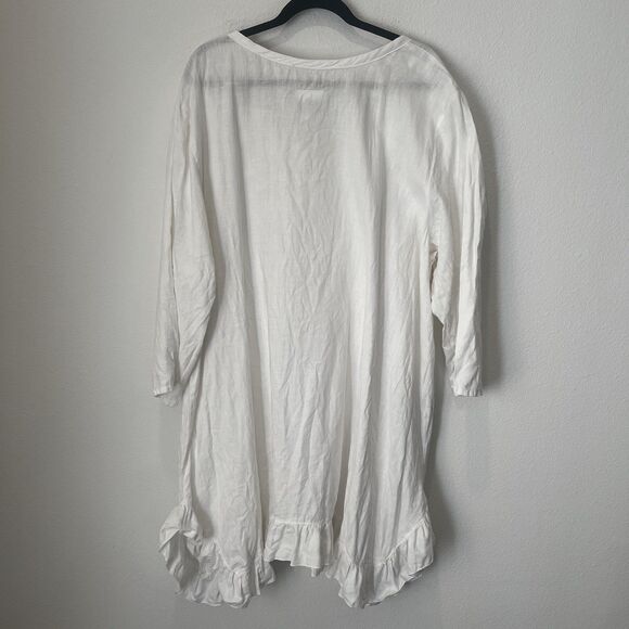 Heart's Desire Mary Grace Tunic Top Sz Xl Linen Artsy Lagenlook Asymmetric Flaw! - Picture 7 of 9